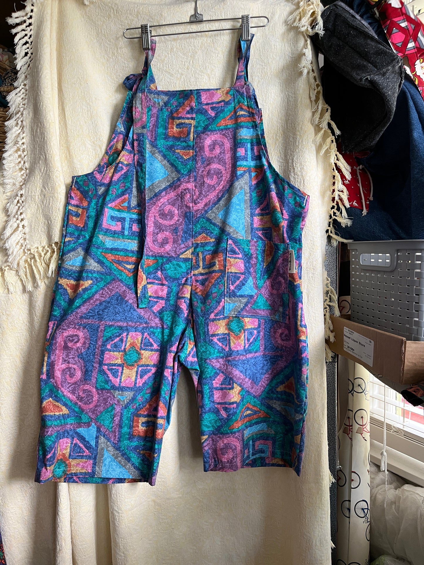 “Geo groove” Dungaree Shorts - Large