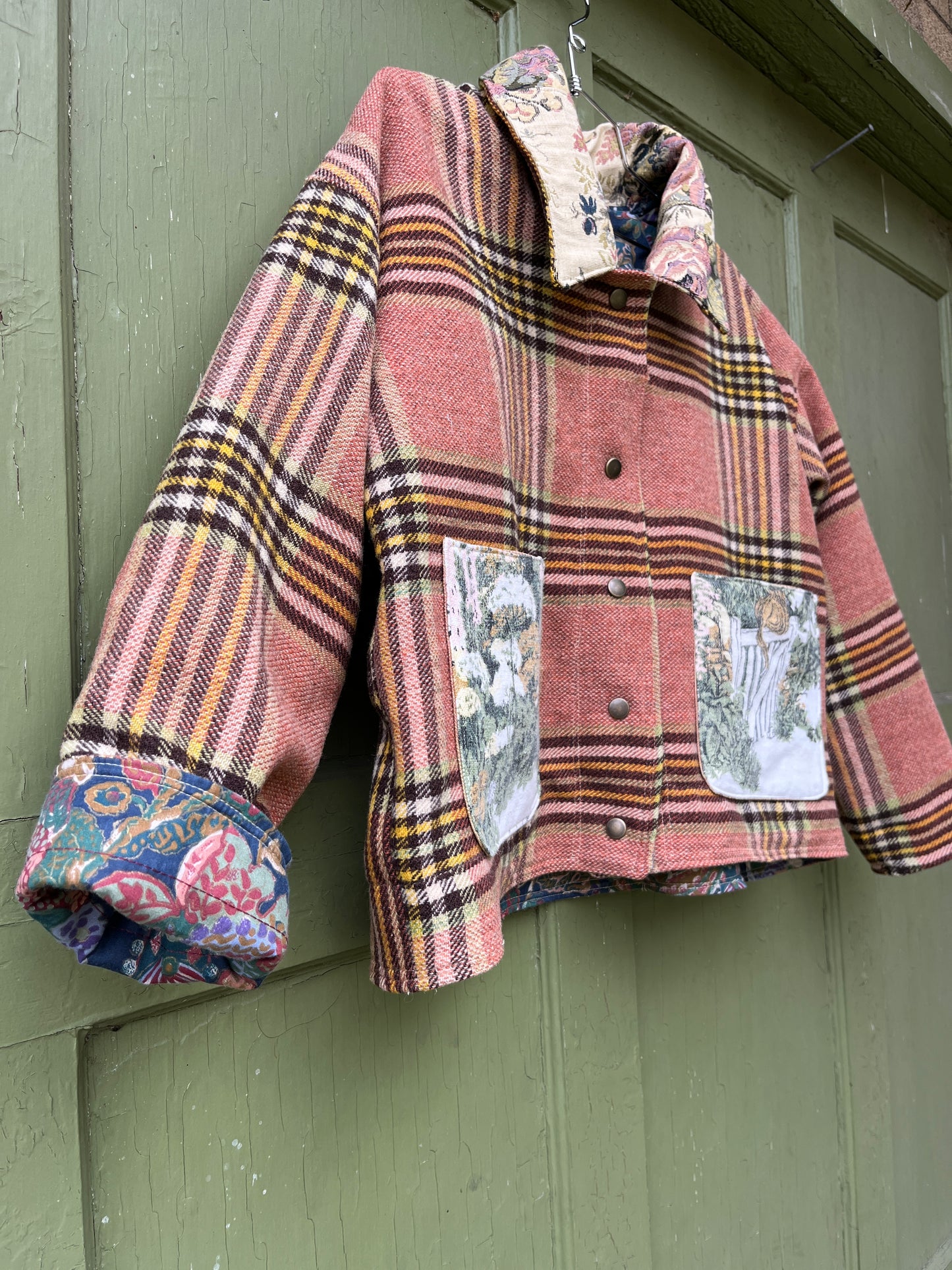 "Cottage Garden" Upcycled Wool Chore Coat - M