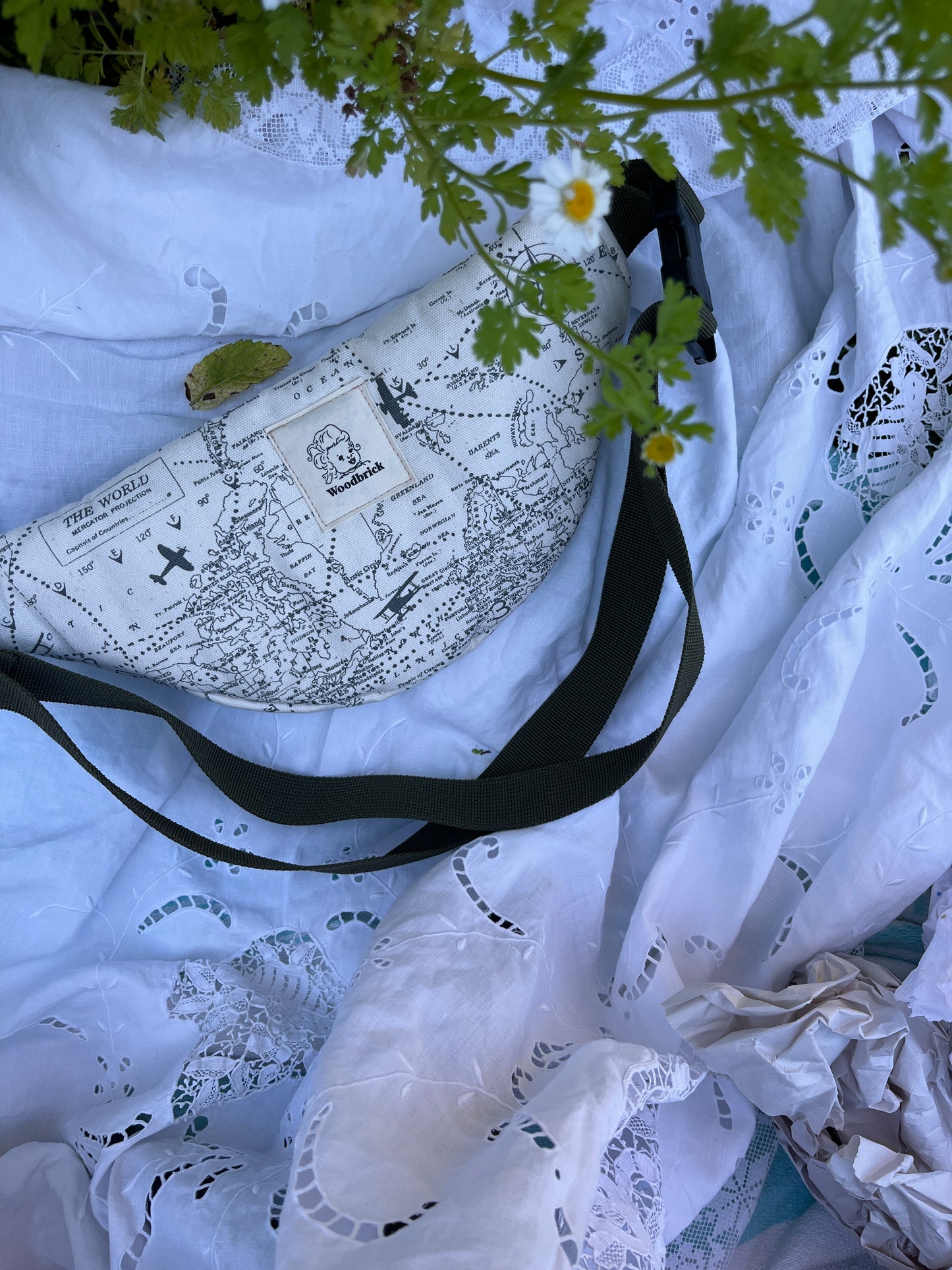"Around the World" Upcycled fanny pack or sling bag