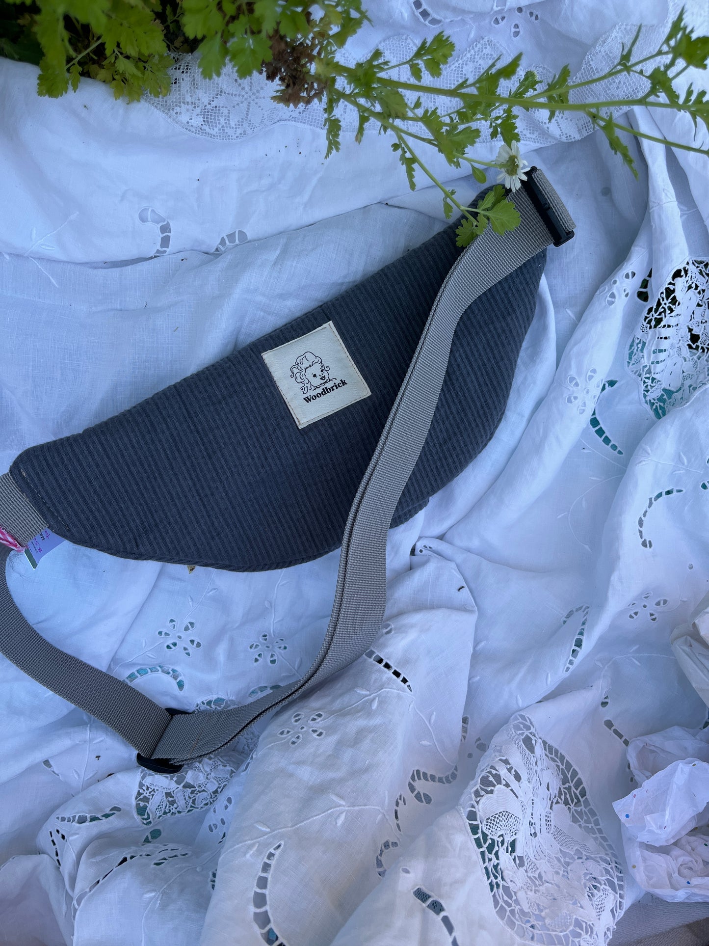 "Grey Skies" Upcycled fanny pack or sling bag