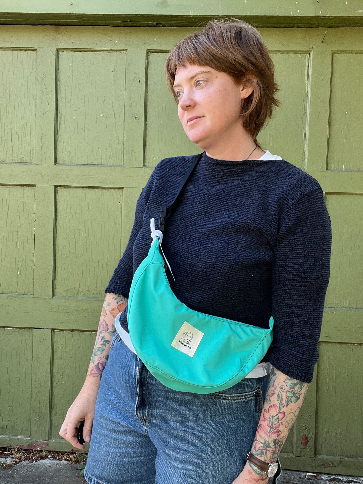 "Splashes of Teal" Water Resistant Sidekick Crescent Bag