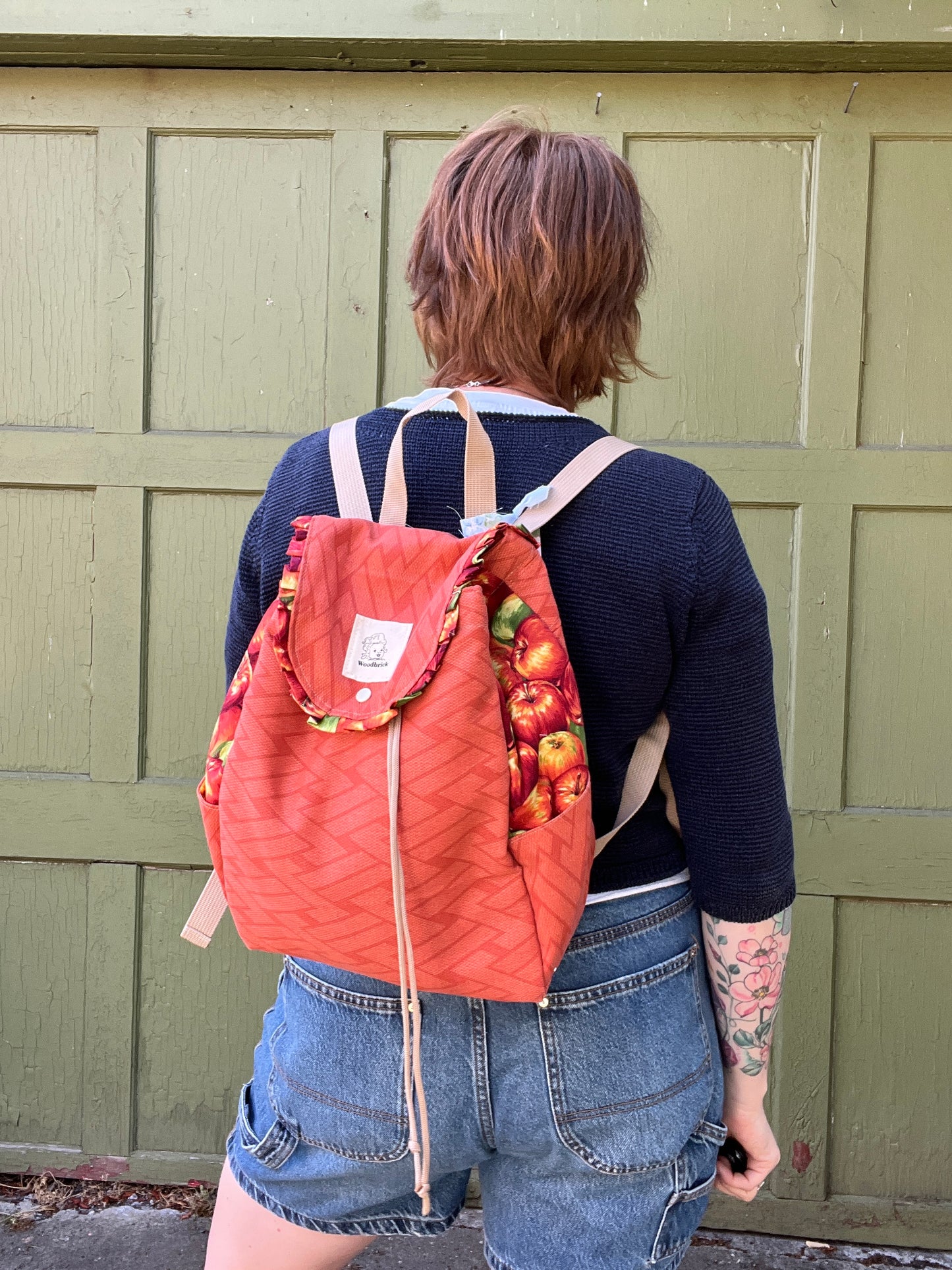 "Apples to Oranges"Exterior upholstery Drawstring Backpack