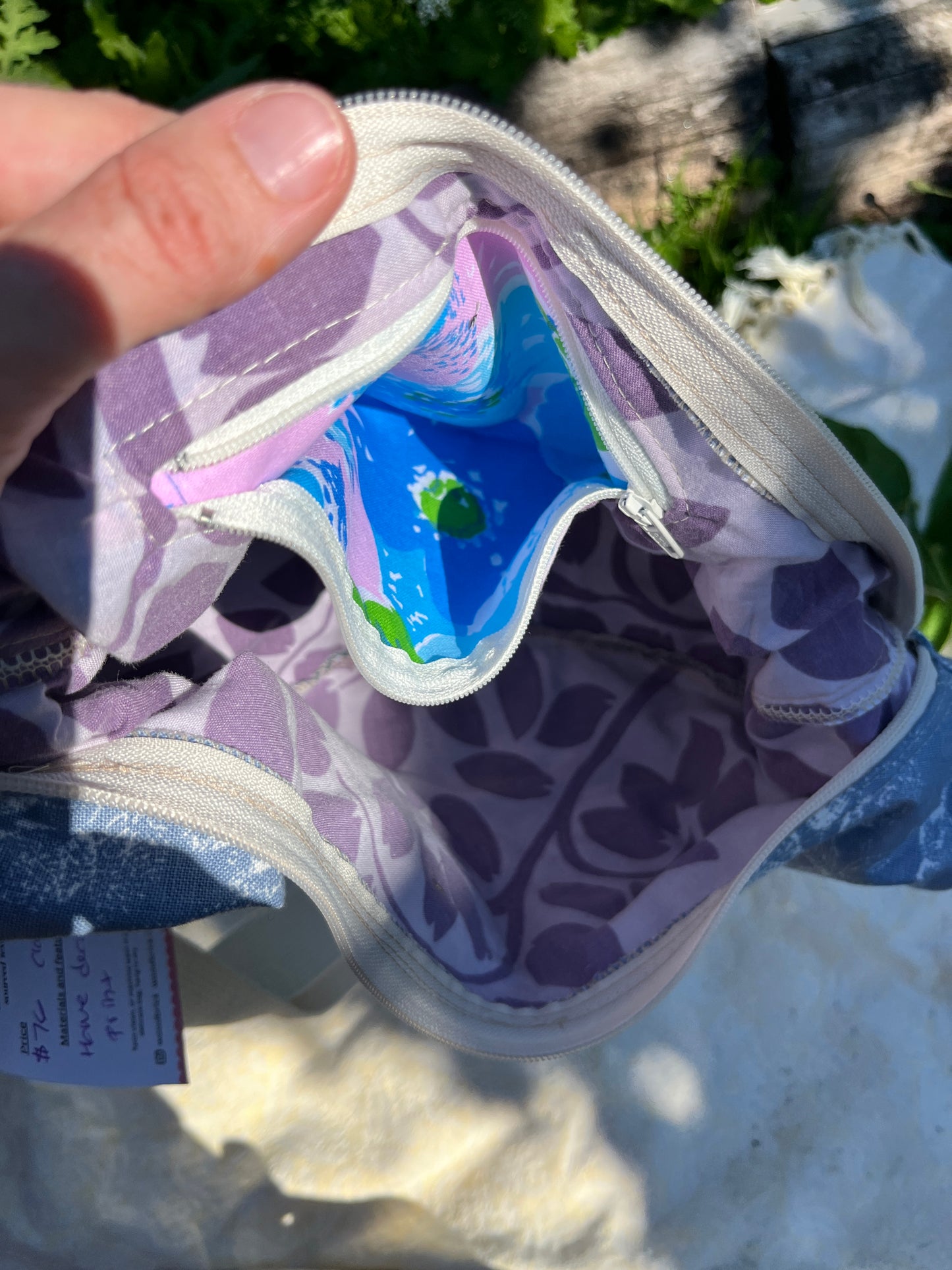 "Shimmering Water" Upcycled Classic Crescent Bag