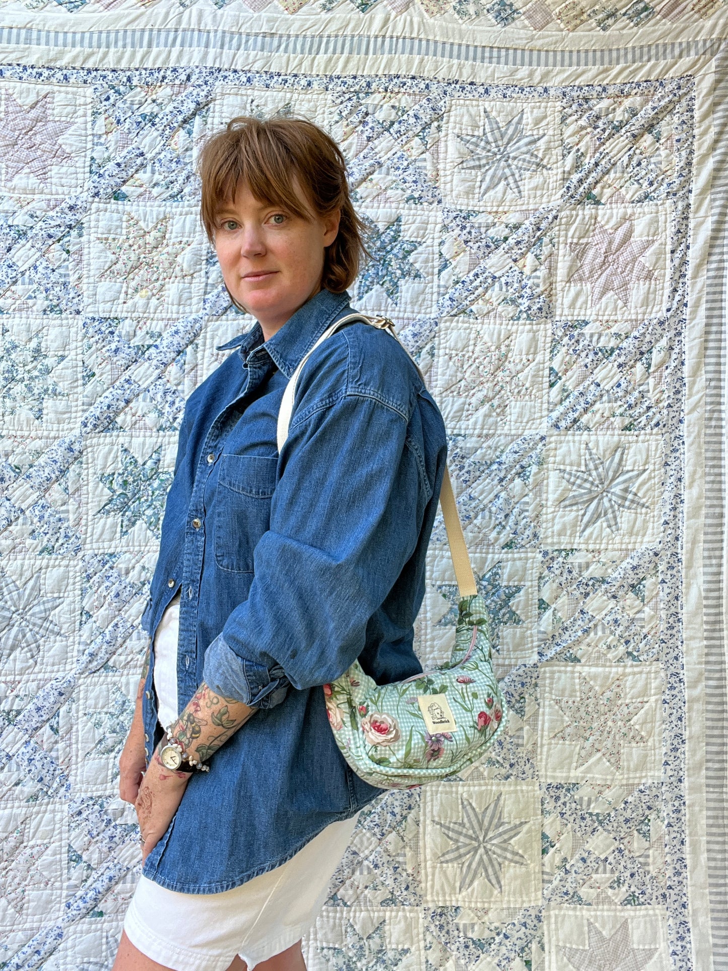 "Porch Swing" Upcycled Sidekick Crescent Bag