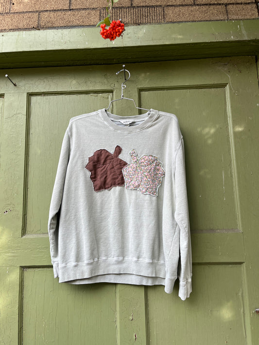"Sage and time" Appliqued Sweater