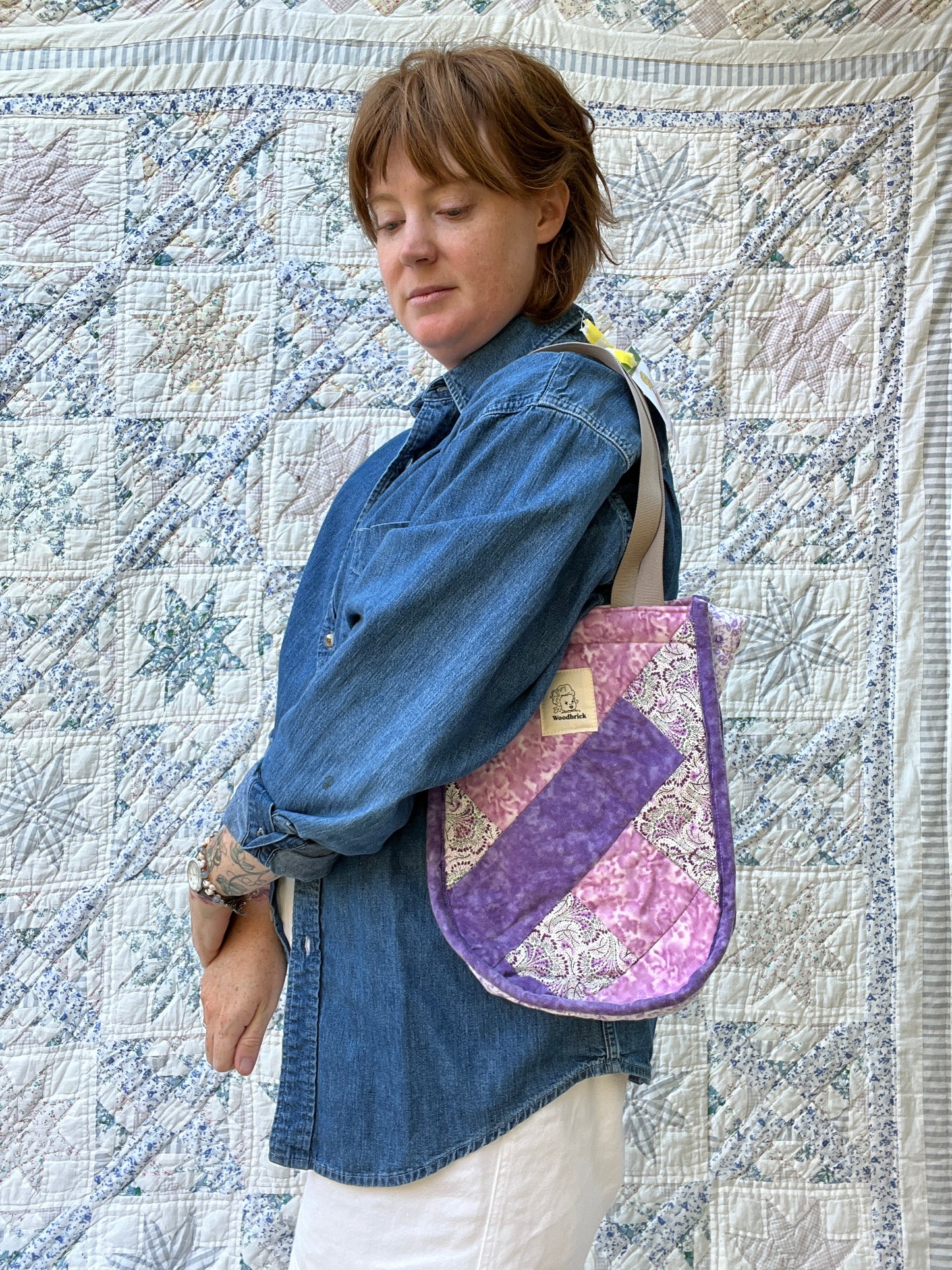 "Purple Palace" Lulu-style upcycled quilt shopping bag