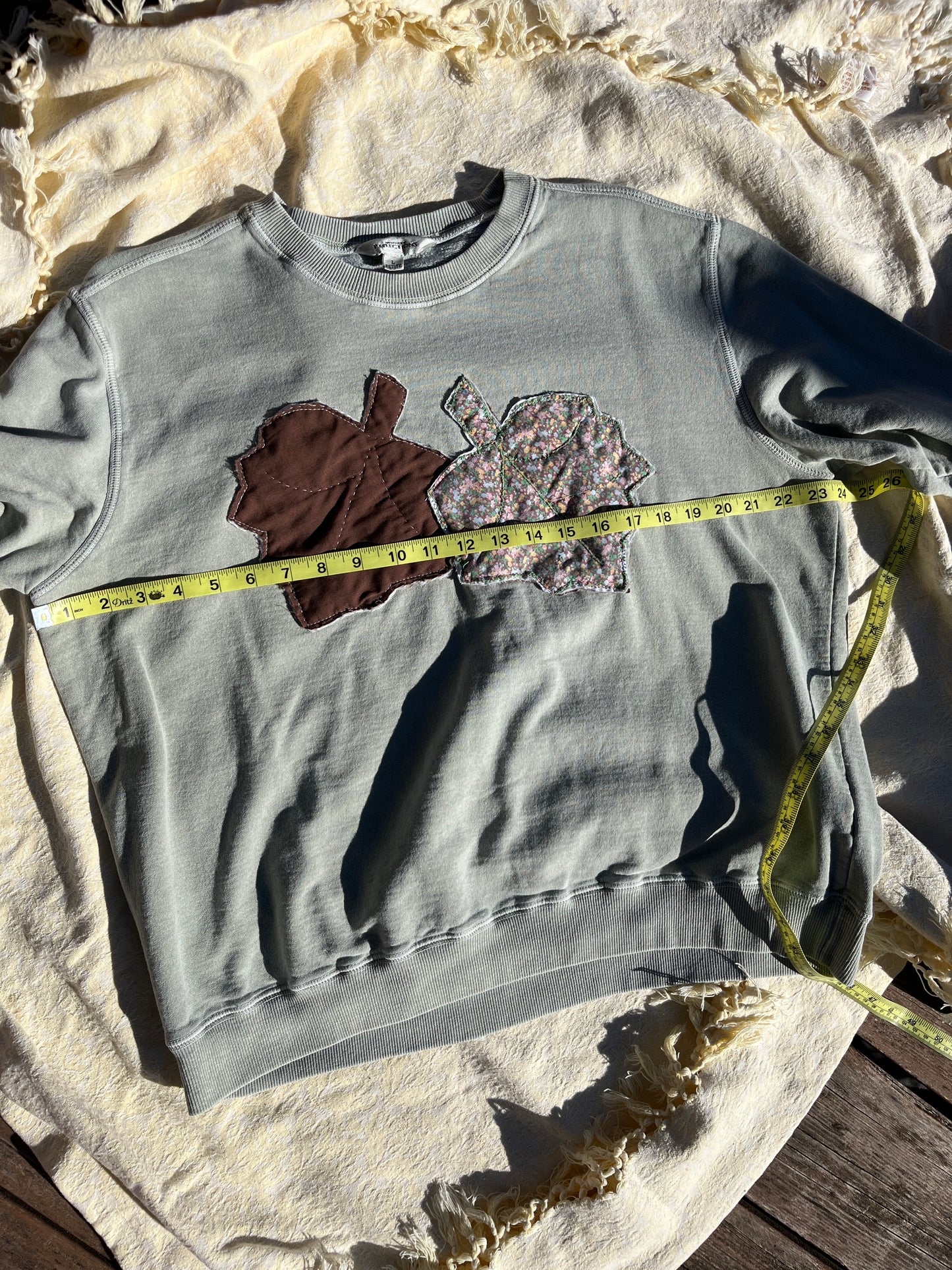 "Sage and time" Appliqued Sweater