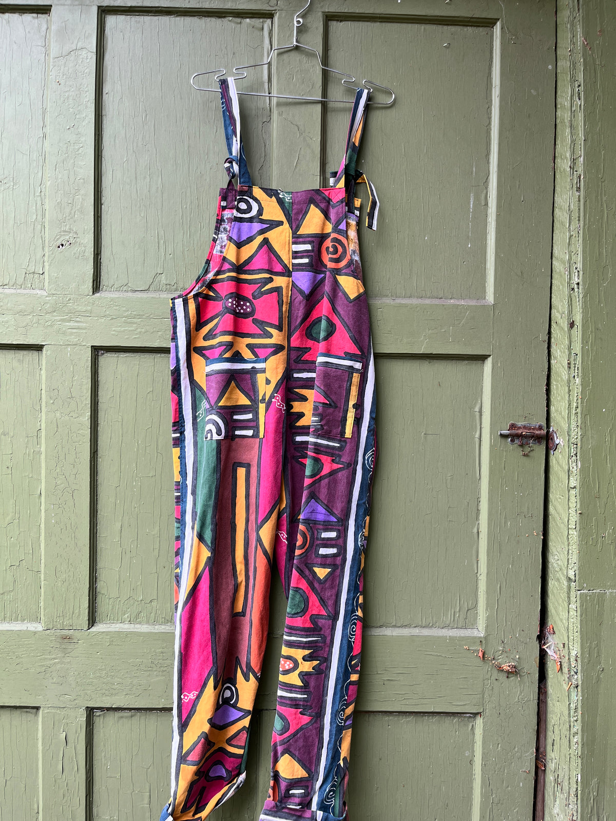 "Fall Palette" Hand-painted Dungarees - L