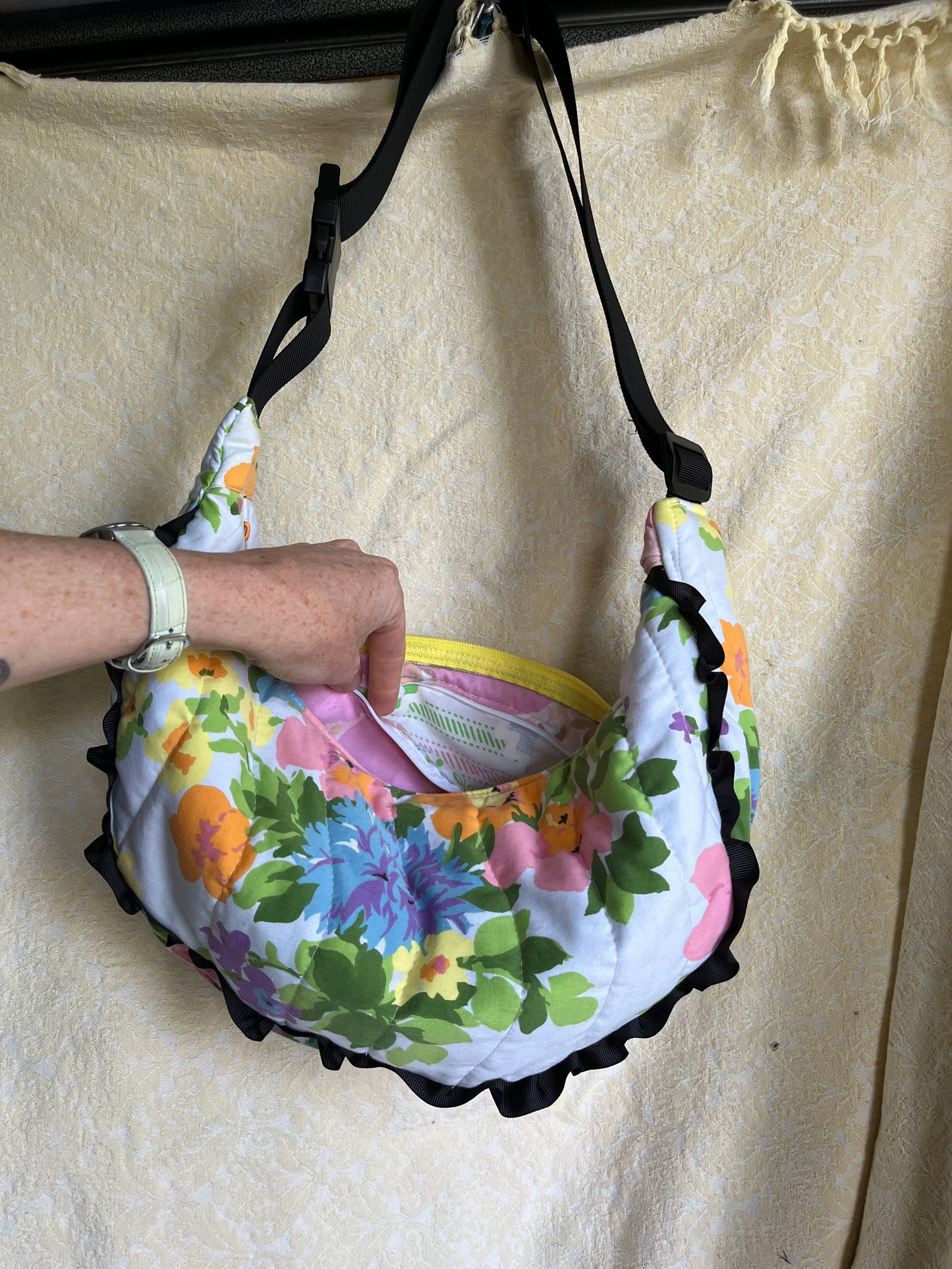 "Black Meadow" Classic Crescent Bag