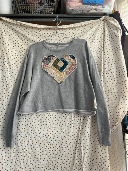 “Cropped heart” Upcycled Sweater - M