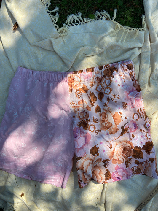 “Camellia carnival” Patchwork Shorts - 2/3XL