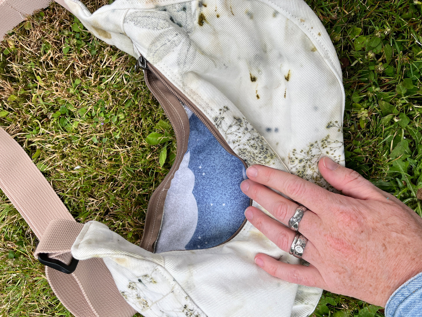 “Lorelei  Textile” Naturally Dyed Upcycled Classic Crescent Bag