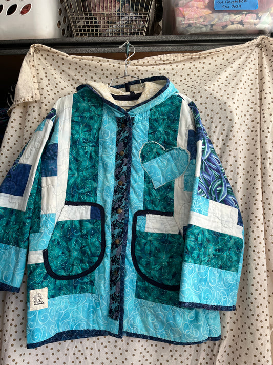 “Emerald ice” Quilt Coat - L