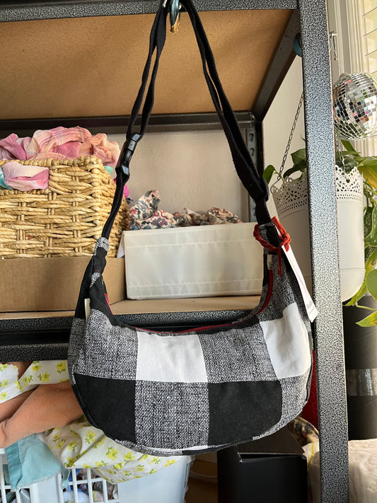 "Giant gingham" miniCrescent Bag
