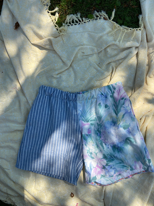 “Wildflower Breeze” Patchwork Shorts - Large