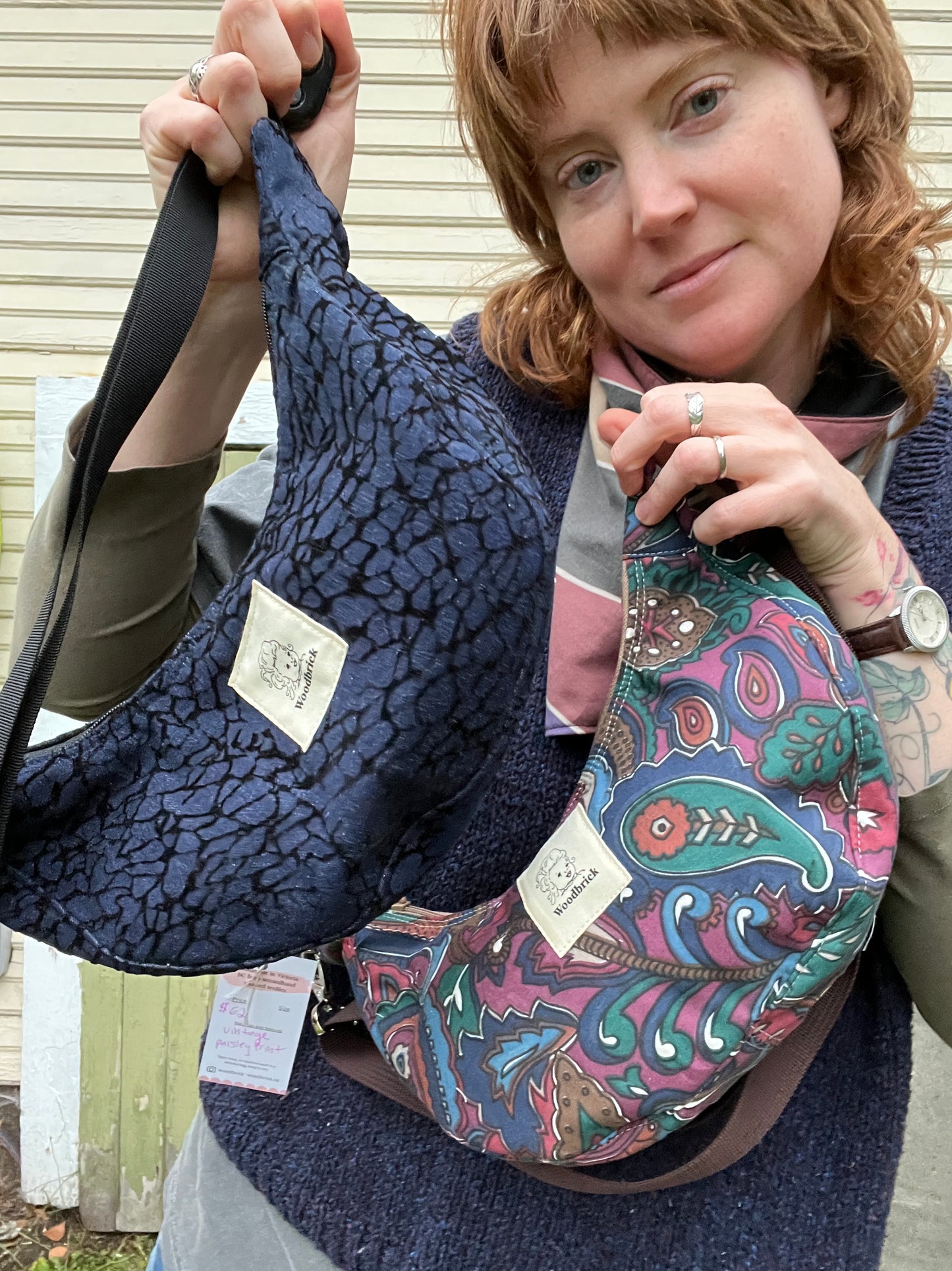 “Velvet crackle” Sidekick Crescent Bag