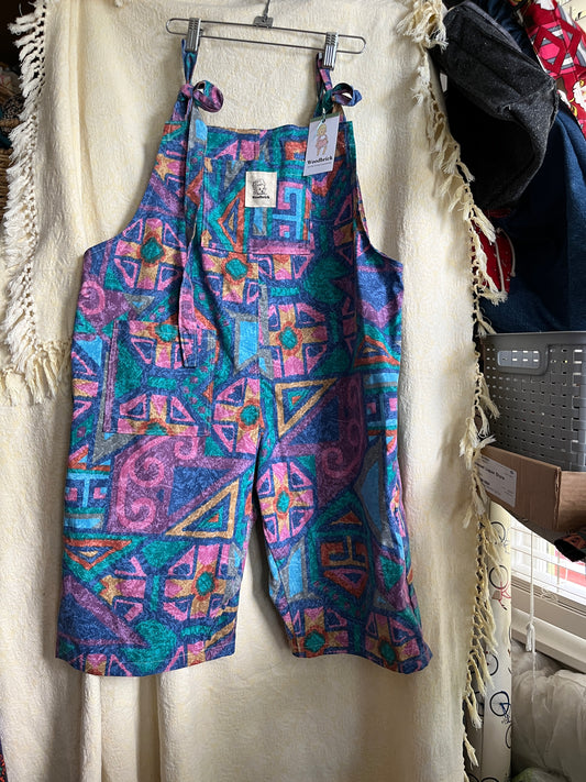 “Geo groove” Dungaree Shorts - Large