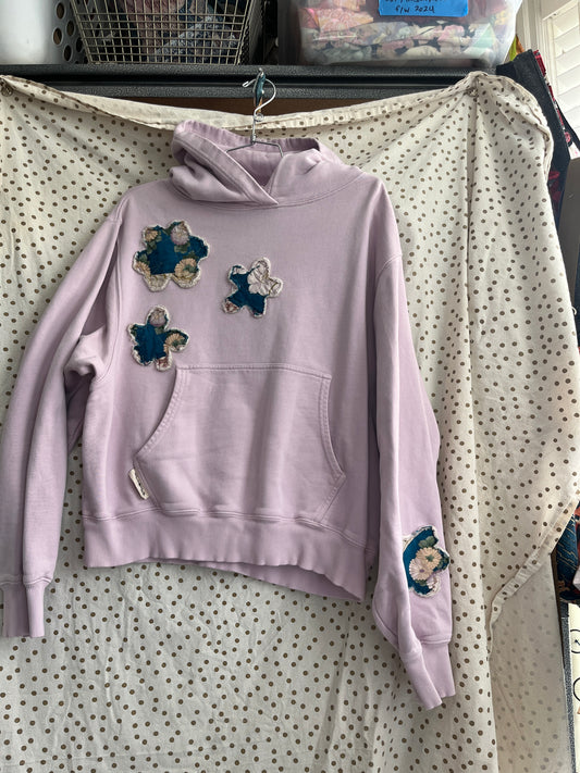 “Flower power” Upcycled Sweater - L