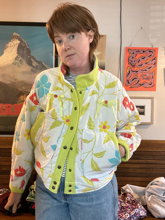 “Key lime” Quilt Coat - L