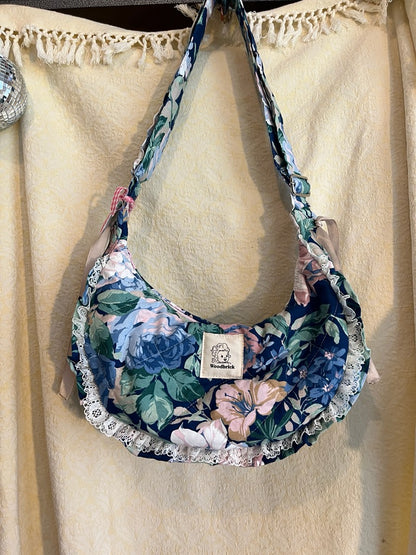 "Blue Rose Briar" Classic Crescent Bag