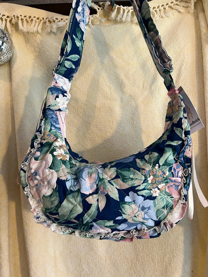 "Blue Rose Briar" Classic Crescent Bag