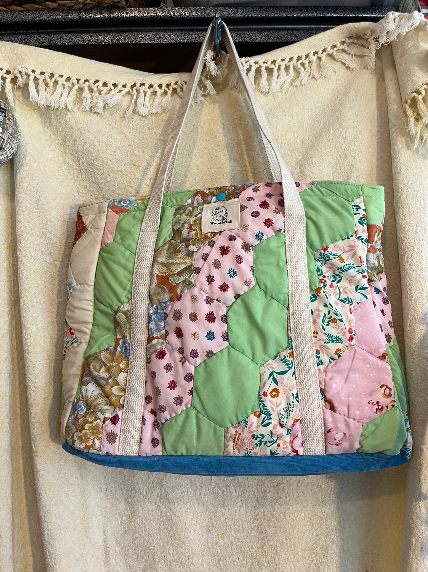 "Bloom Blue" tufted tote collab with Jake Pruim