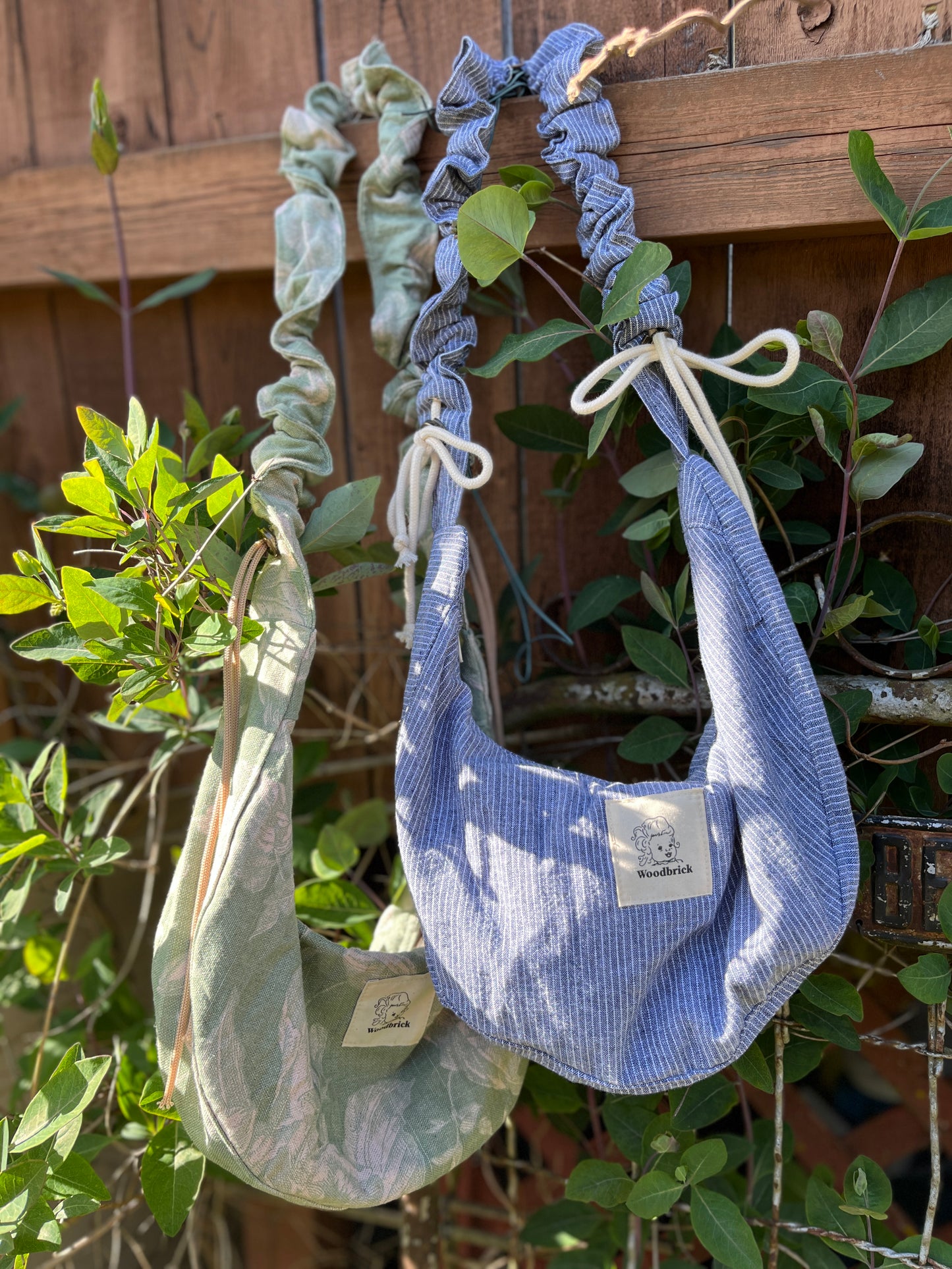 "Crushed Path" Upcycled Ruched Strap Classic Crescent Bag