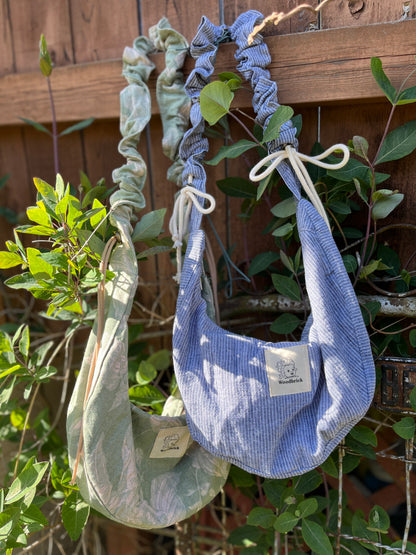"Crushed Path" Upcycled Ruched Strap Classic Crescent Bag