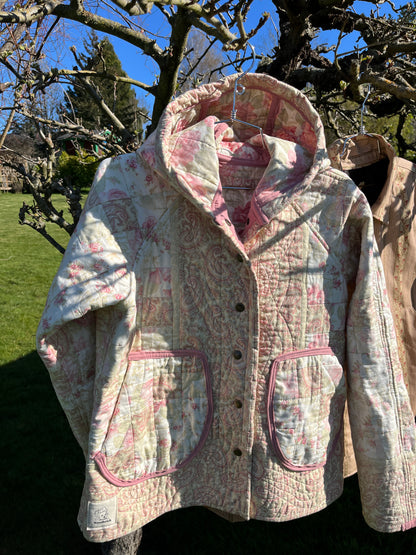 "Late Blossom" Upcycled Quilt Coat - S