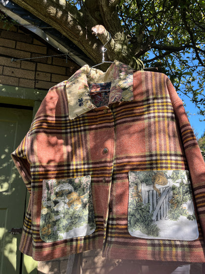 "Cottage Garden" Upcycled Wool Chore Coat - M