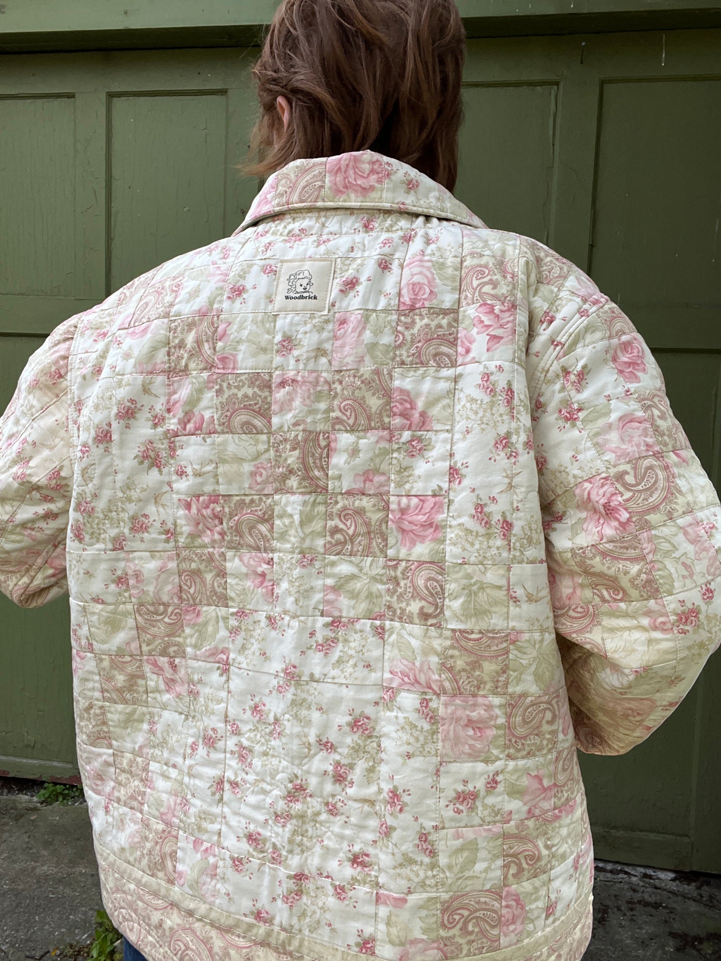 "Thyme" Upcycled Quilt Chore Coat - L