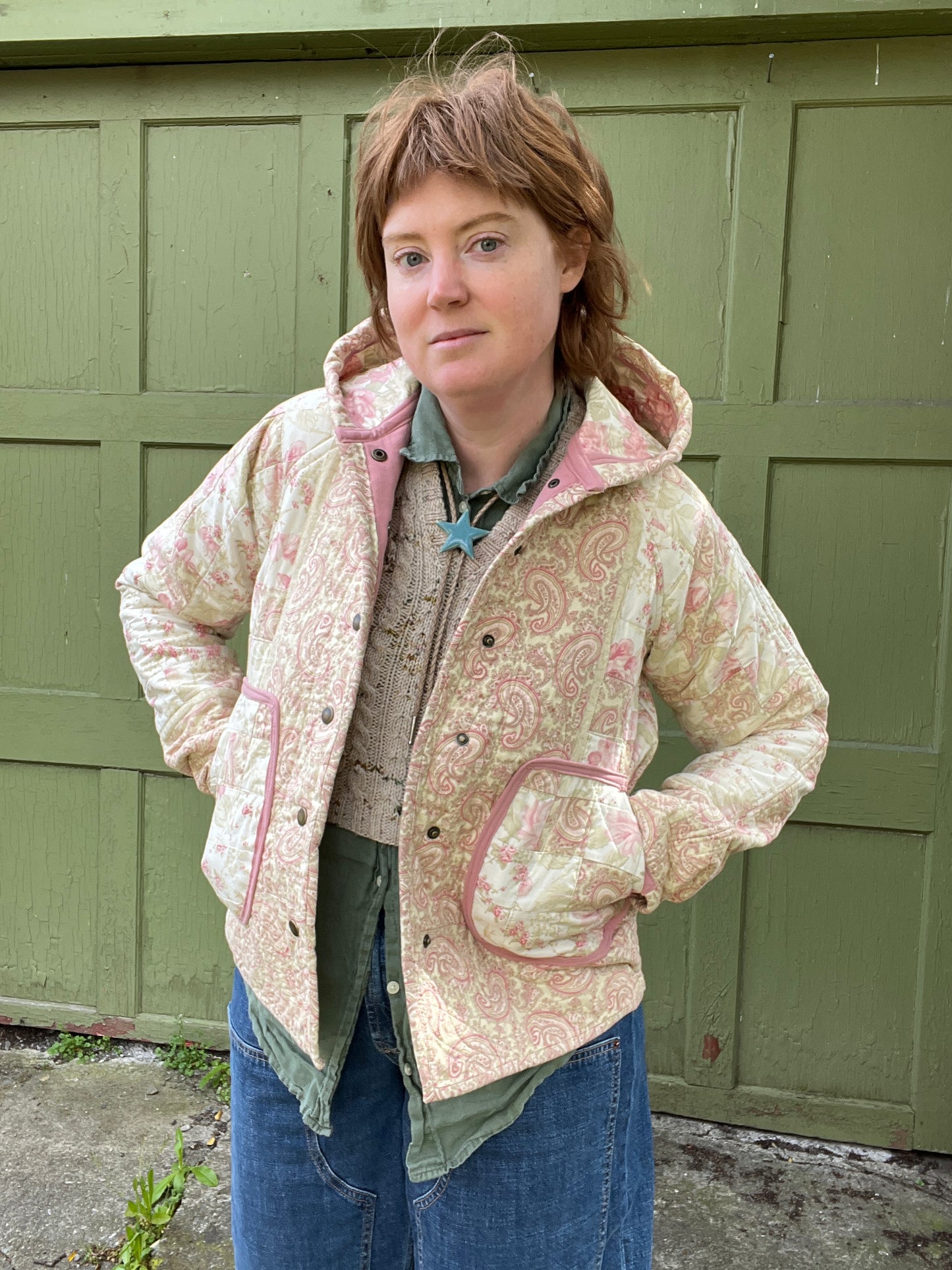 "Late Blossom" Upcycled Quilt Coat - S