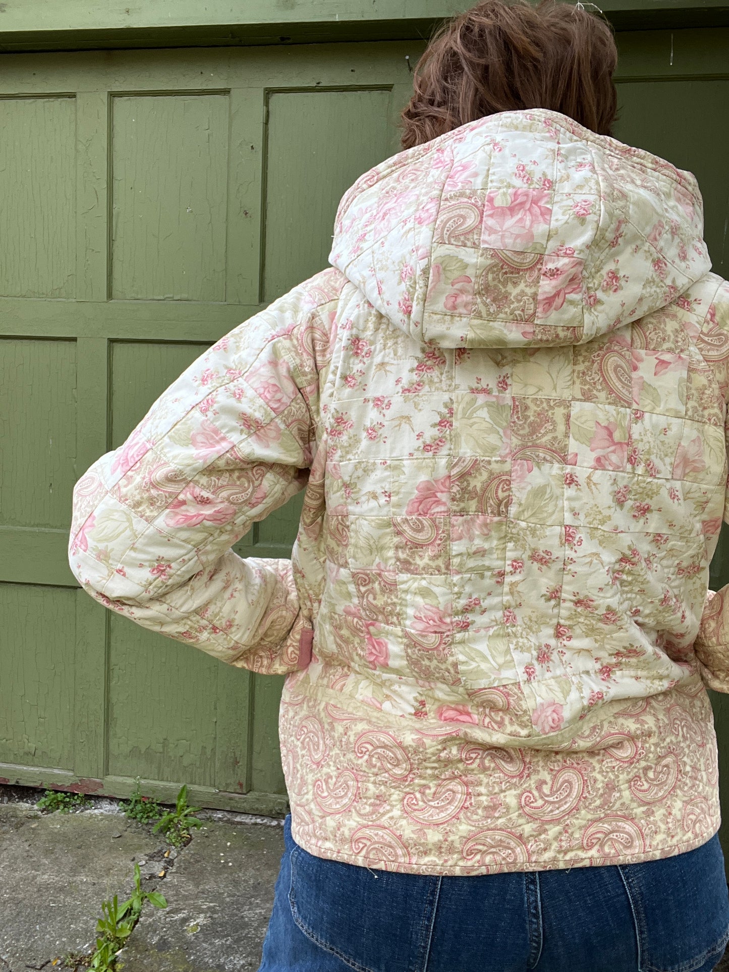 "Late Blossom" Upcycled Quilt Coat - S