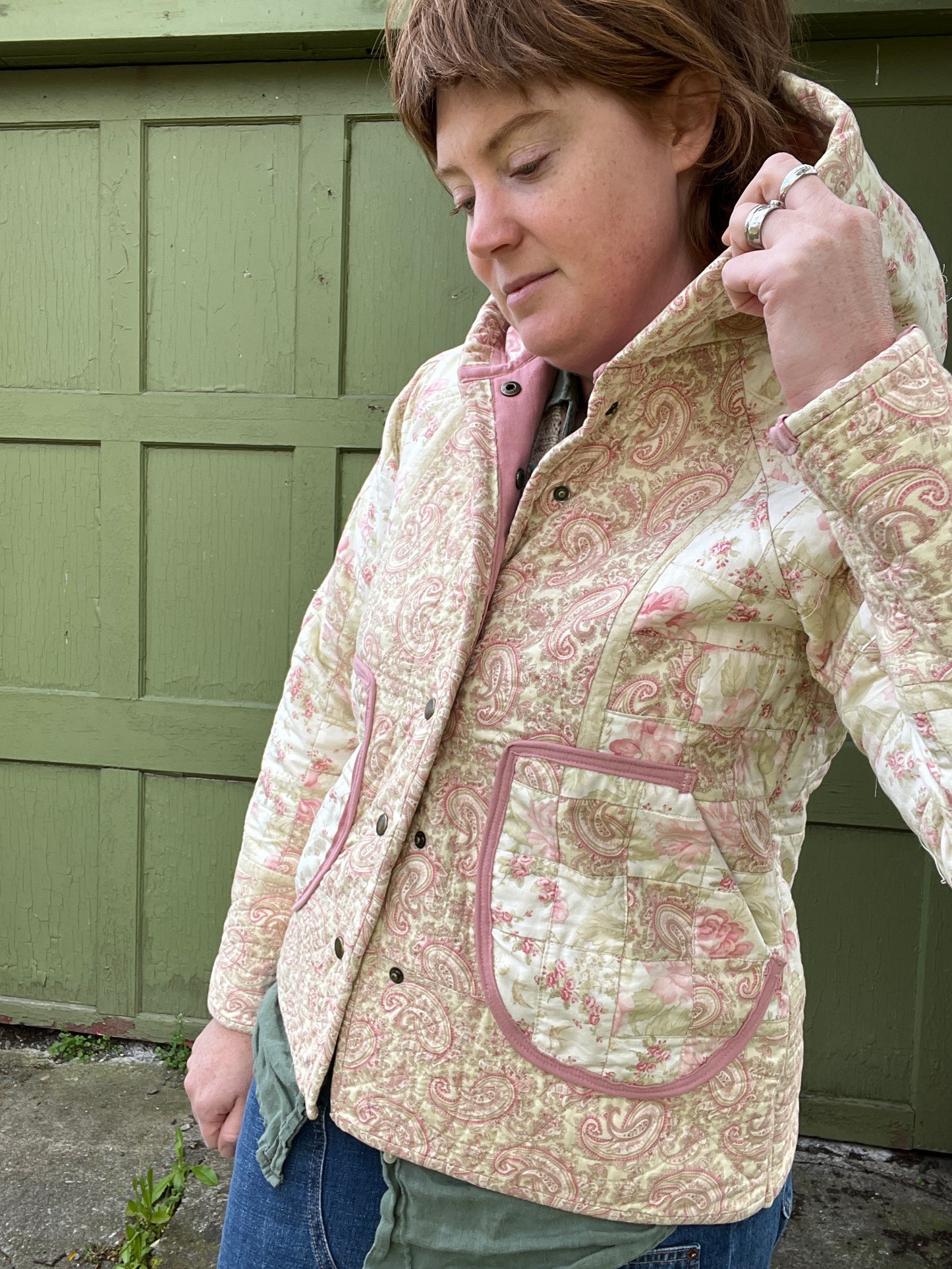 "Late Blossom" Upcycled Quilt Coat - S
