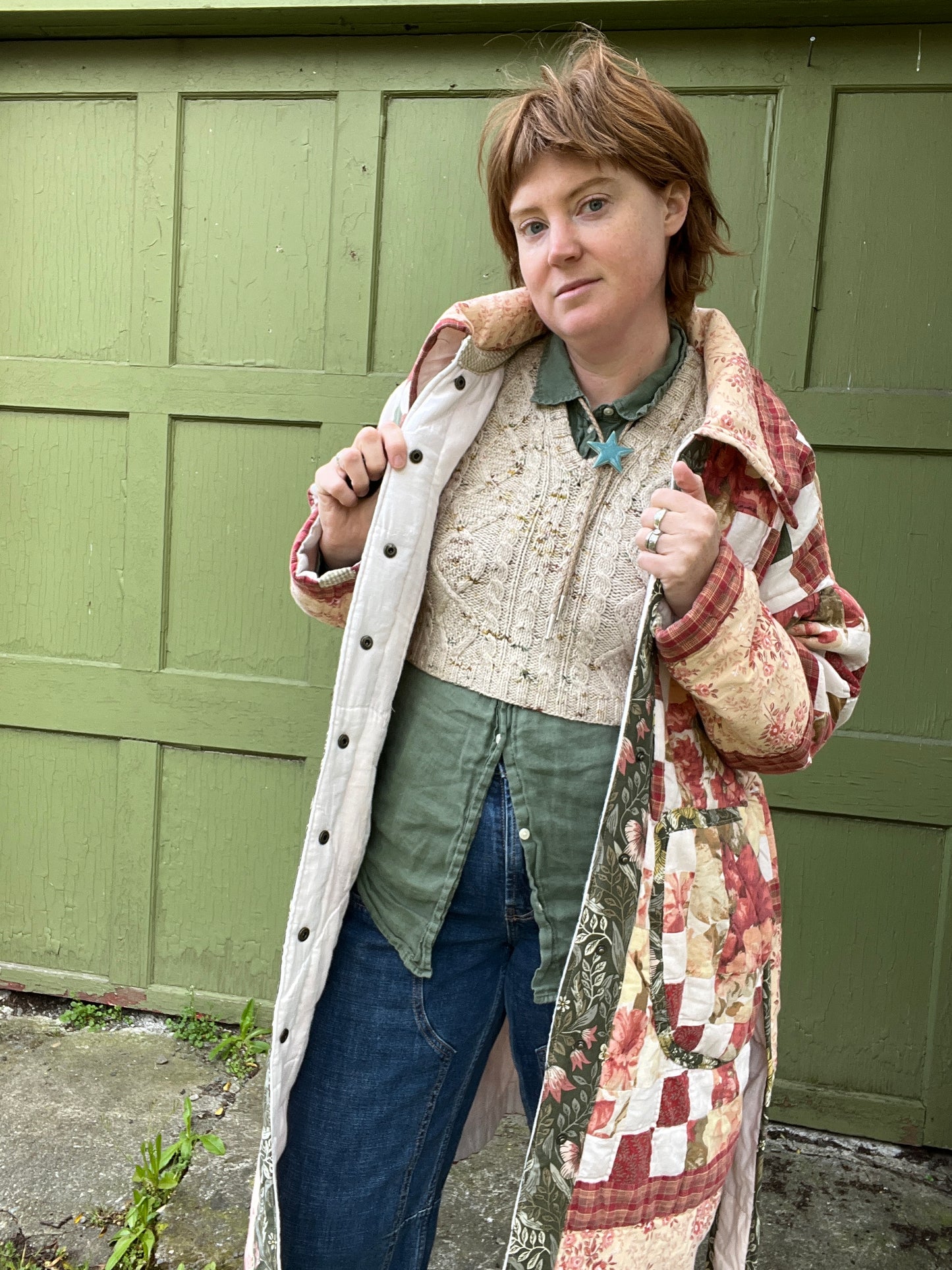 "New Growth" Upcycled Quilt Coat - XL