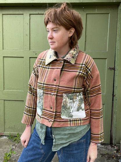 "Cottage Garden" Upcycled Wool Chore Coat - M