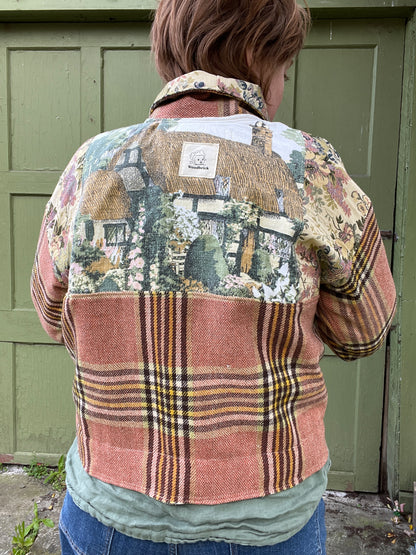 "Cottage Garden" Upcycled Wool Chore Coat - M