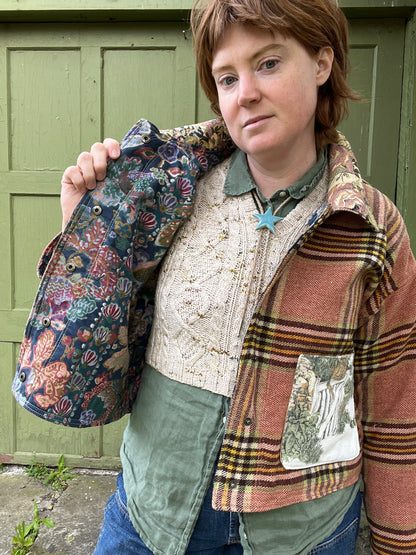 "Cottage Garden" Upcycled Wool Chore Coat - M