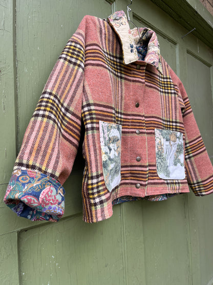 "Cottage Garden" Upcycled Wool Chore Coat - M