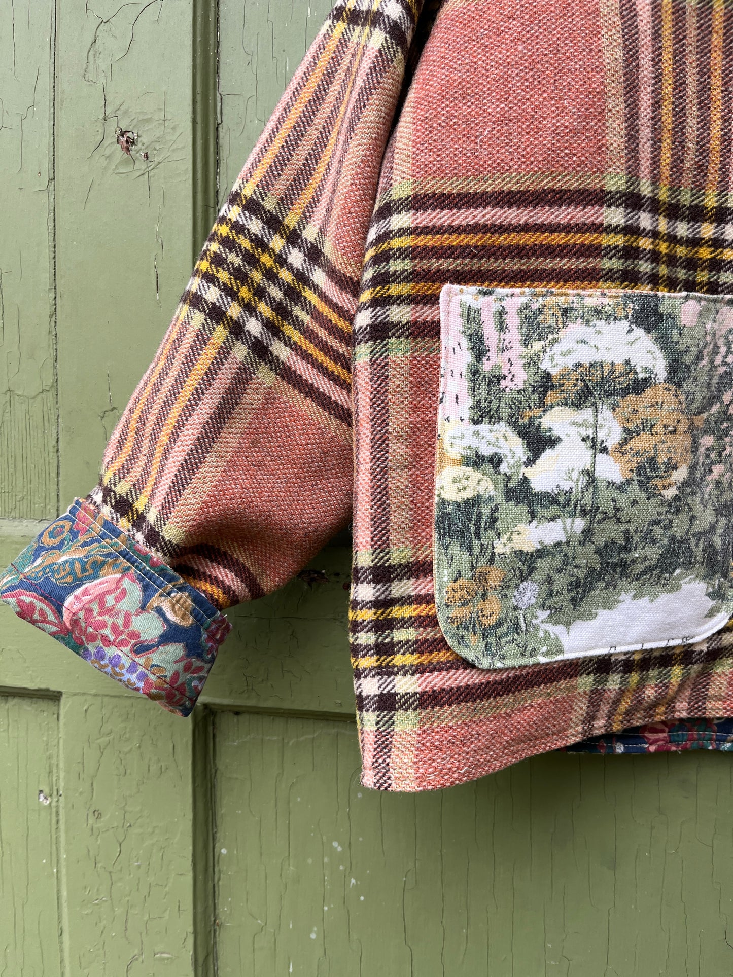 "Cottage Garden" Upcycled Wool Chore Coat - M