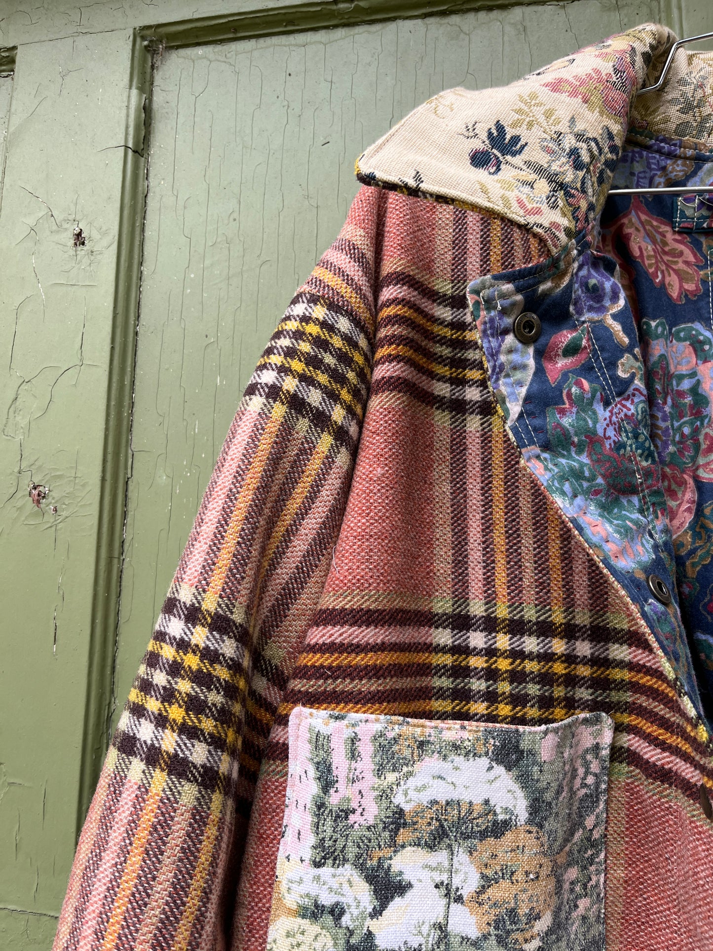"Cottage Garden" Upcycled Wool Chore Coat - M