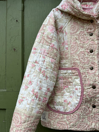 "Late Blossom" Upcycled Quilt Coat - S