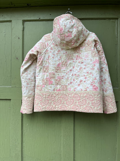 "Late Blossom" Upcycled Quilt Coat - S