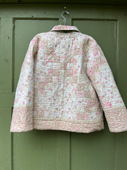 "Thyme" Upcycled Quilt Chore Coat - L