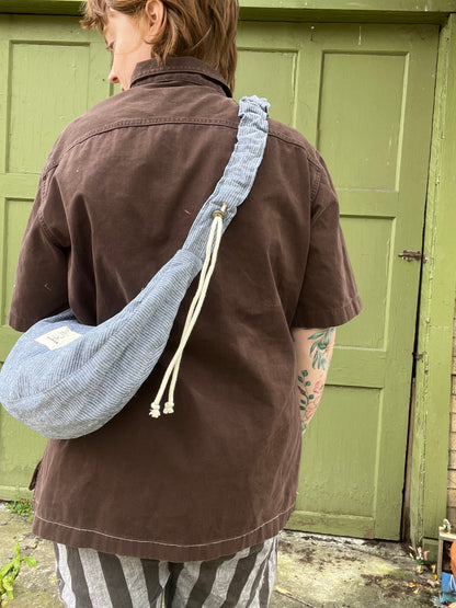 "Crushed Path" Upcycled Ruched Strap Classic Crescent Bag