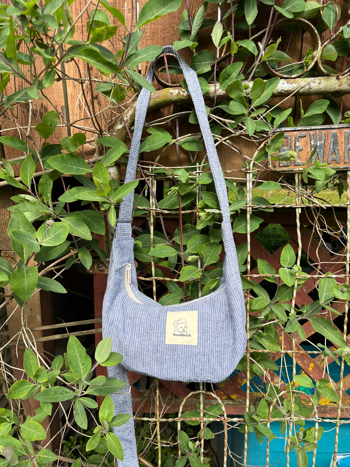 "Crushed Path" Upcycled Sidekick Crescent Bag