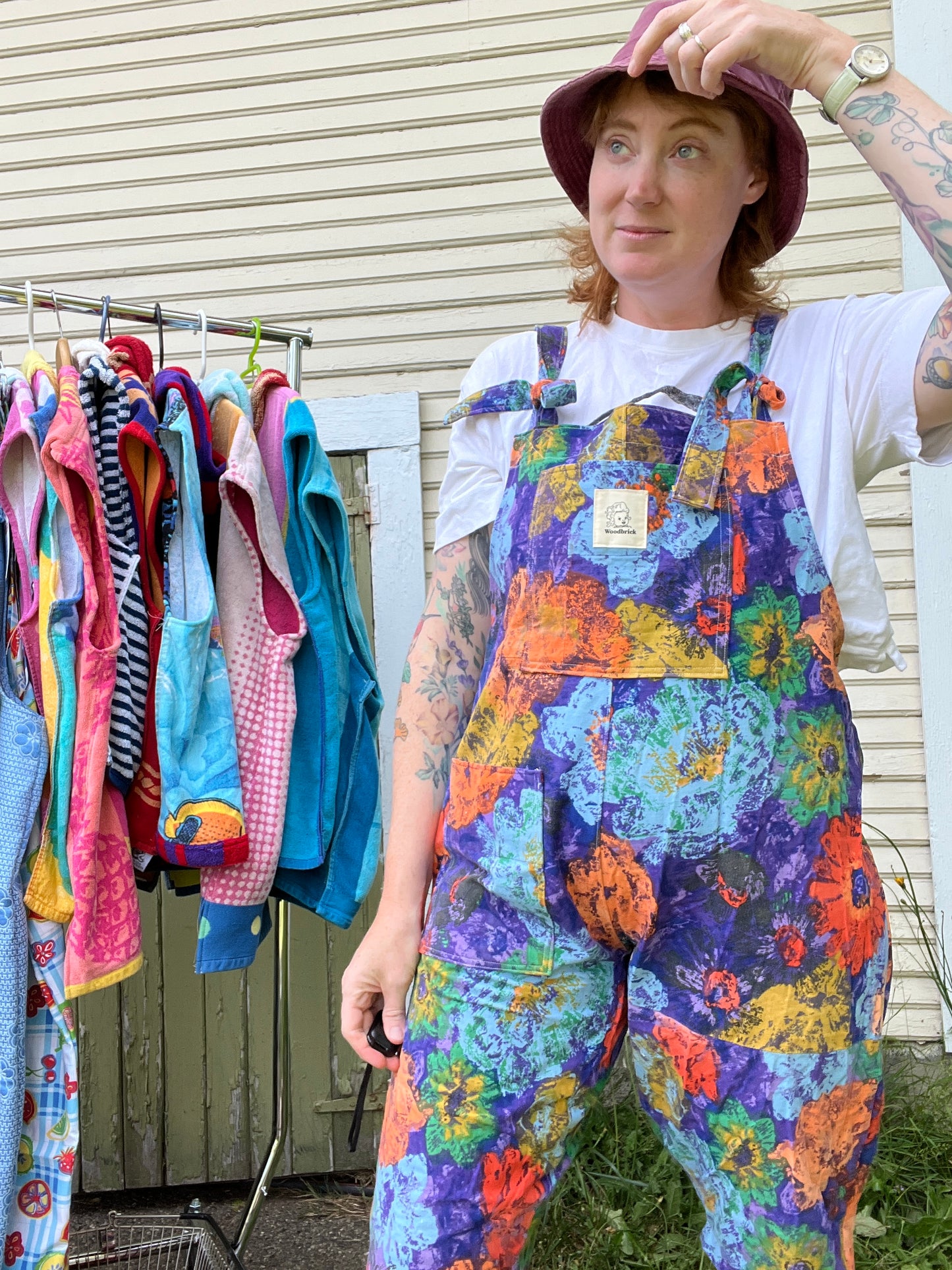XL - "Acid Bloom" Vintage Adult Dungaree Shorts