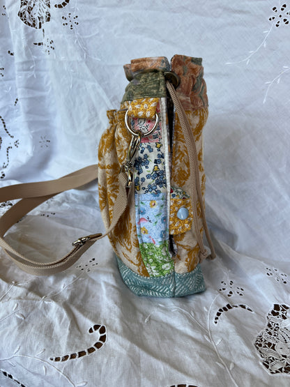 "Golden Hour" Upcycled Crossbody Water Bottle Sling with Side Opening