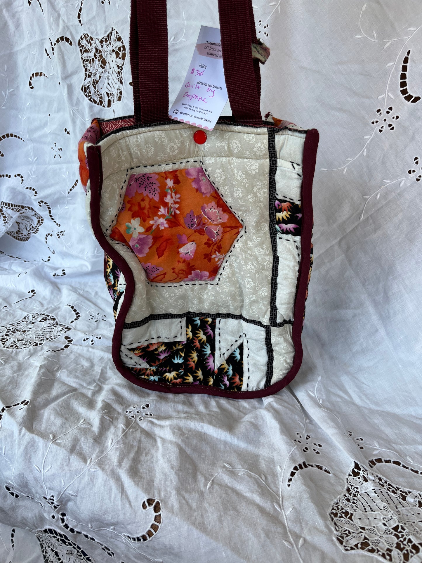 "Daphne's Quilt"  Lulu-style upcycled quilt shopping bag
