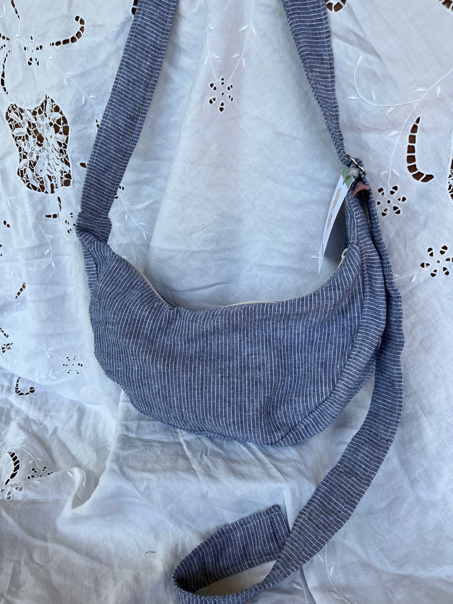 "Crushed Path" Upcycled Sidekick Crescent Bag